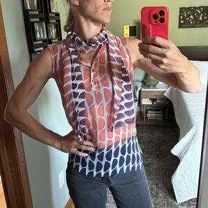 Diane von Furstenberg sheer double geo tank Sz 2